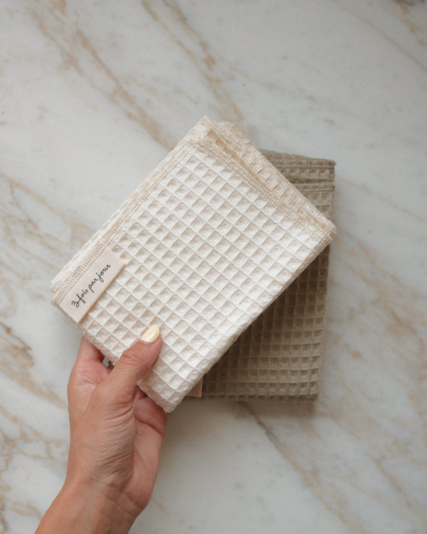 Duo de linges gaufrés en coton