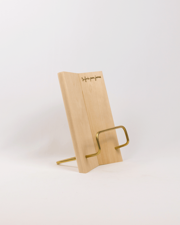 Support à livre en laiton & en merisier