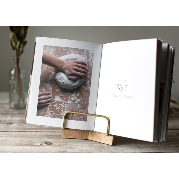 Support à livre en laiton & en merisier