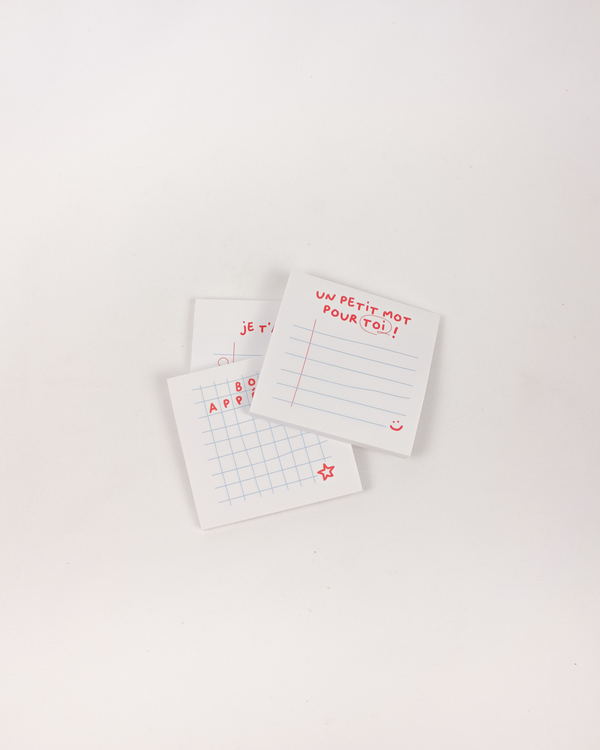 Trio de post-it — pour mots dans les lunchs