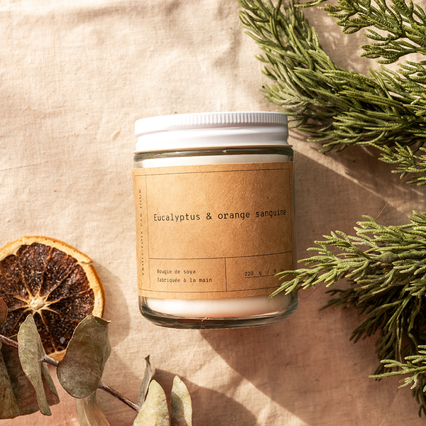 Bougie de soya – Eucalyptus & orange sanguine