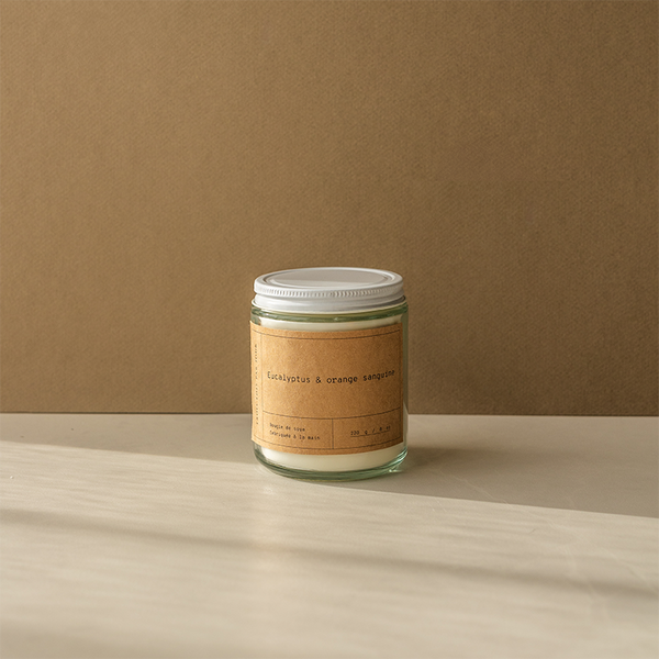 Bougie de soya – Eucalyptus & orange sanguine