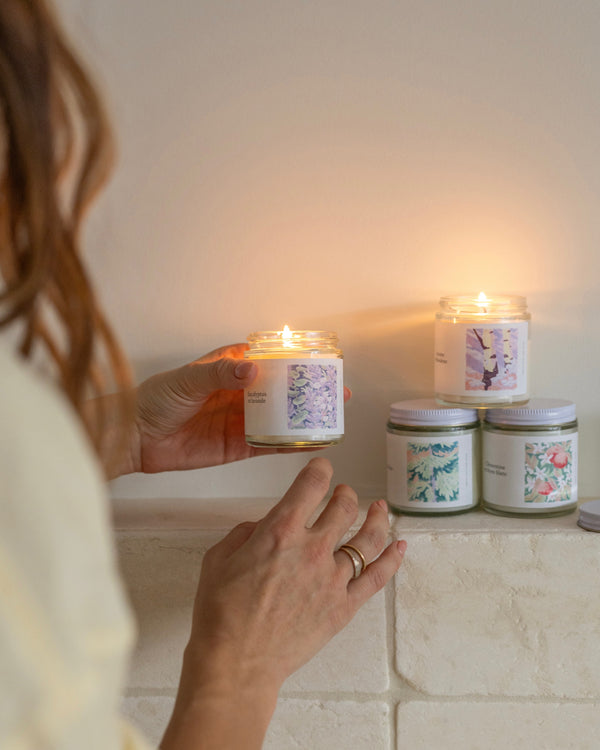 Bougie de soya — Eucalyptus & lavande — 4 oz (25 heures)