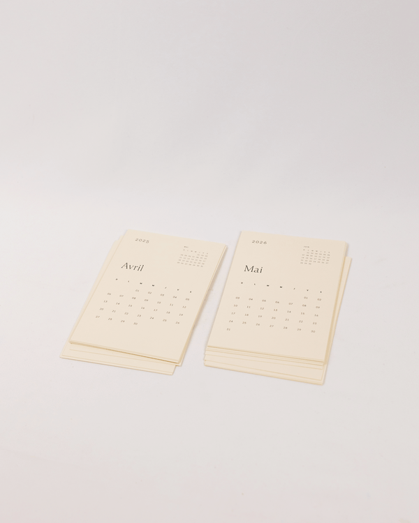 Calendrier de bureau 2025/2026 — Fiches