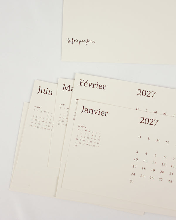 Fiches pour calendrier de bureau  — 2027