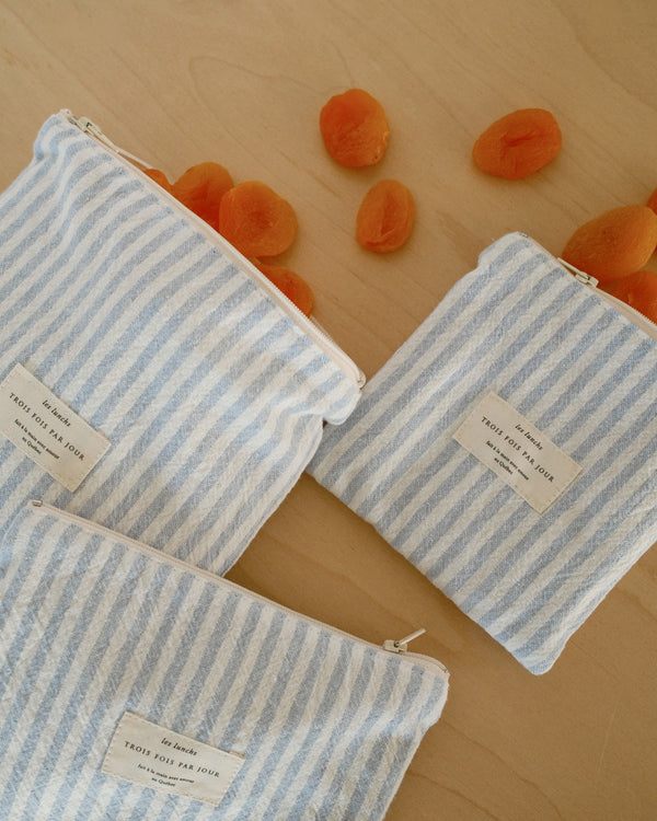 Trio de sac à collation - Rayé bleu