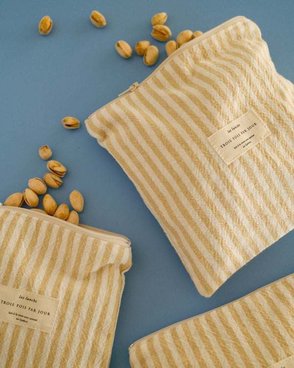 Trio de sac à collation - Rayé jaune