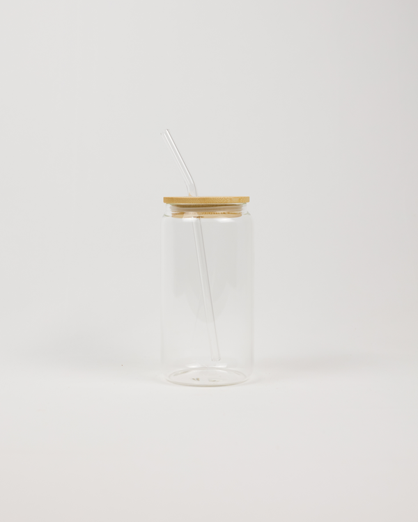 Verre de transport, couvercle en bambou & paille réutilisable
