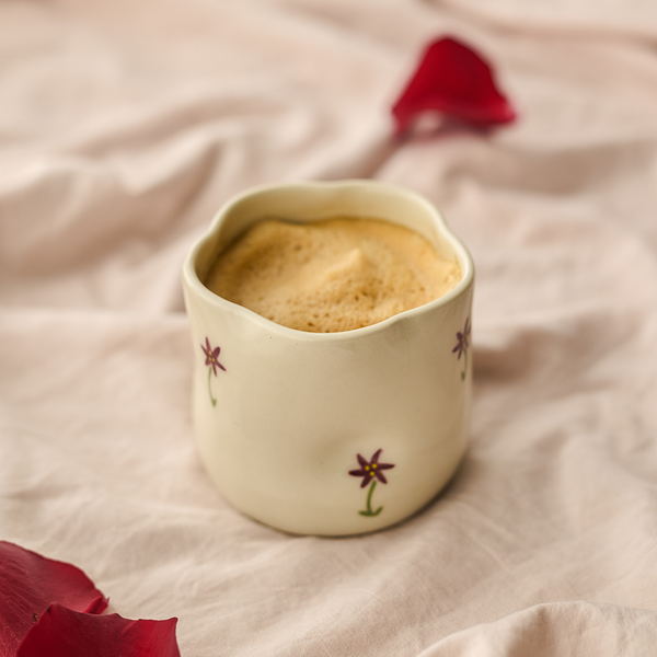 Tasse à café en céramique - Fleurs bourgognes