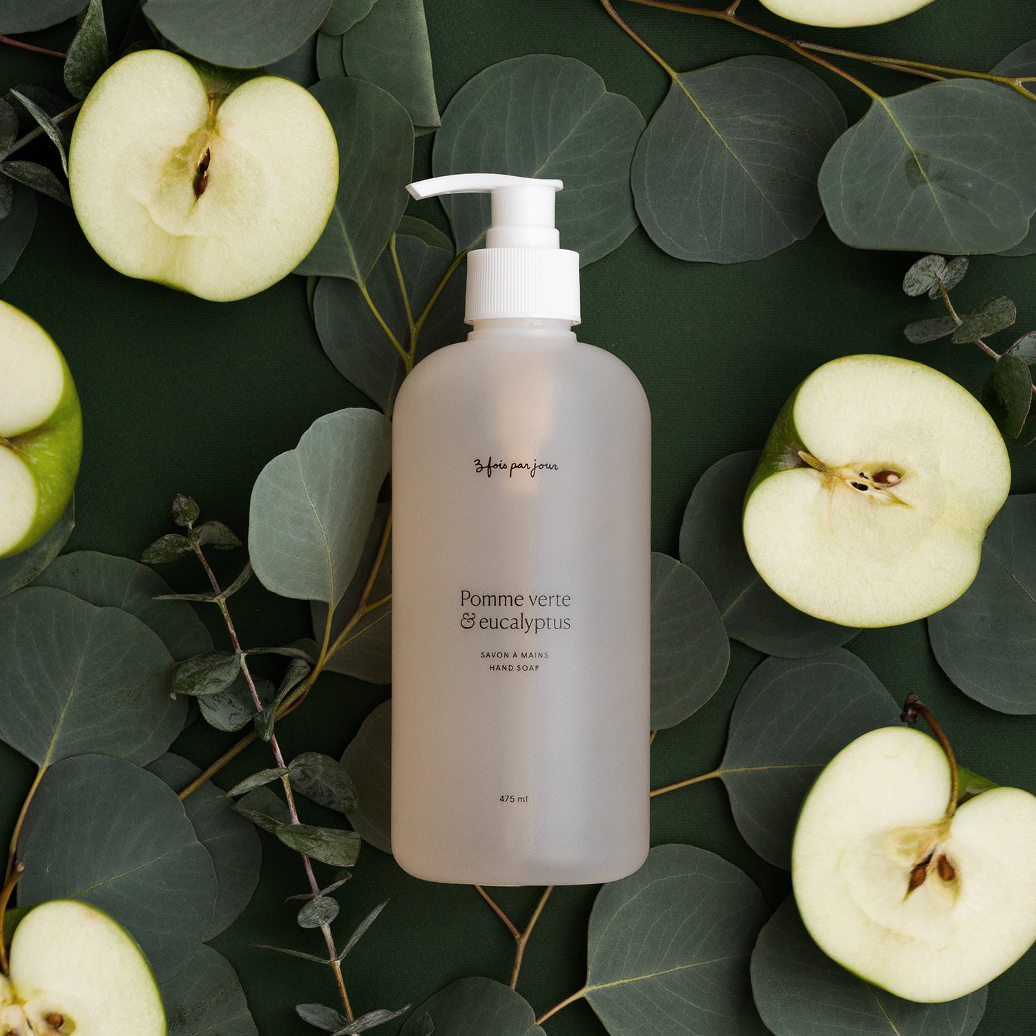 Savon à mains Pomme verte et eucalyptus Trois fois par jour
